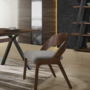 Runyon Modern Walnut & Grey Fabric Dining Chair (Set of 2) - image 2