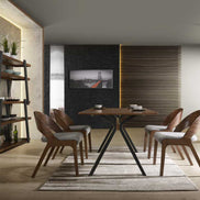 Runyon Modern Walnut & Grey Fabric Dining Chair (Set of 2)