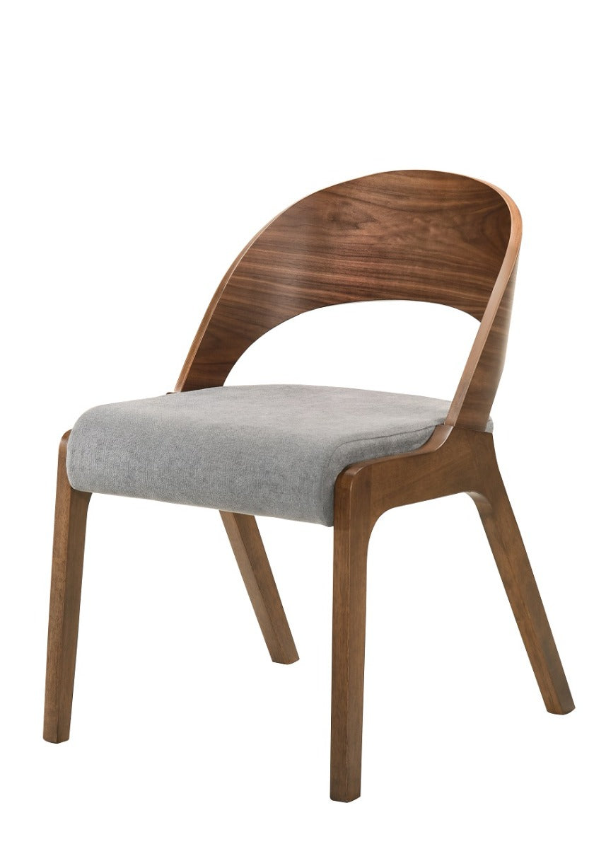 Runyon Modern Walnut & Grey Fabric Dining Chair (Set of 2) - image 3
