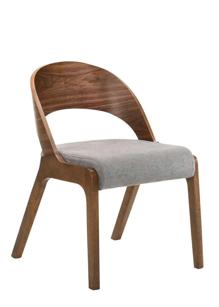 Runyon Modern Walnut & Grey Fabric Dining Chair (Set of 2) - image 5