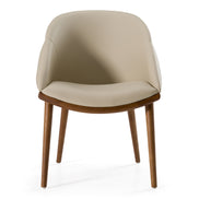 Michael - Mid-Century Modern Beige Vegan Leather + Walnut Dining Chair - image 3