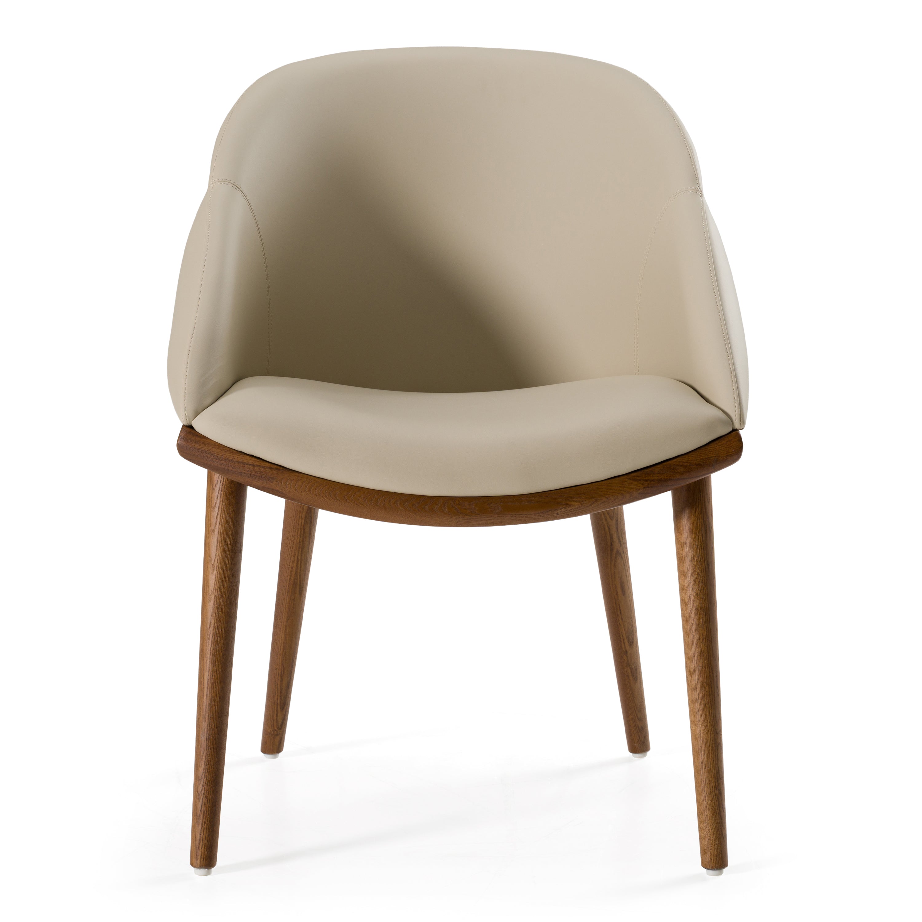 Michael - Mid-Century Modern Beige Vegan Leather + Walnut Dining Chair - image 3
