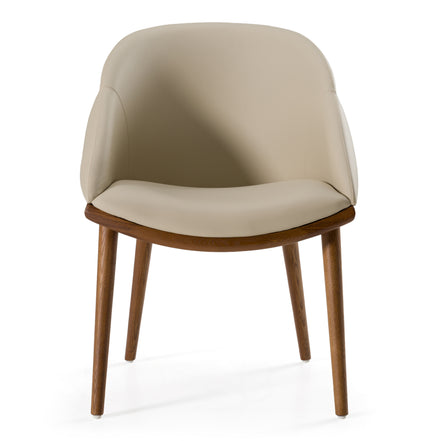 Michael - Mid-Century Modern Beige Vegan Leather + Walnut Dining Chair - image 3