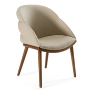 Michael - Mid-Century Modern Beige Vegan Leather + Walnut Dining Chair - image 4