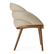 Michael - Mid-Century Modern Beige Vegan Leather + Walnut Dining Chair - image 5