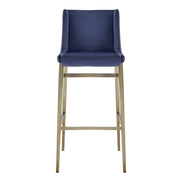 Mimi - Contemporary Blue Velvet + Brass Counter Stool (Set of 2) - image 4