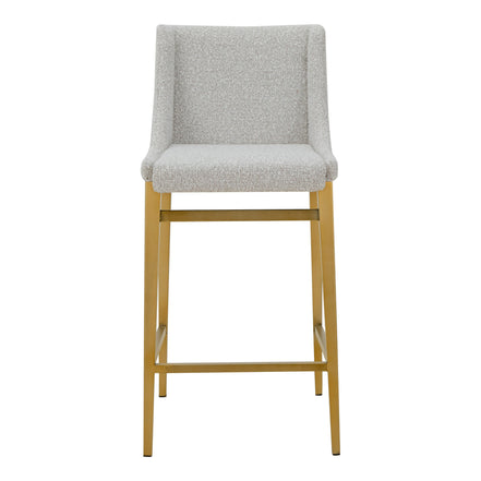 Mimi - Modern Light Grey Fabric + Antique Brass Counter Stool (Set of 2) - image 5