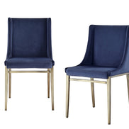 Mimi - Contemporary Blue Velvet & Antique Brass Dining Chair (Set of 2) - image 3