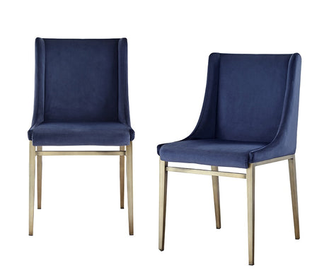 Mimi - Contemporary Blue Velvet & Antique Brass Dining Chair (Set of 2) - image 3