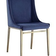 Mimi - Contemporary Blue Velvet & Antique Brass Dining Chair (Set of 2) - image 4