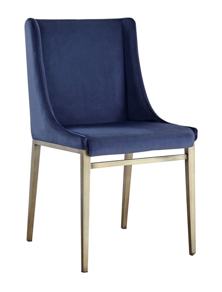 Mimi - Contemporary Blue Velvet & Antique Brass Dining Chair (Set of 2) - image 4