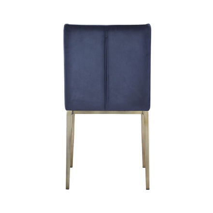 Mimi - Contemporary Blue Velvet & Antique Brass Dining Chair (Set of 2)