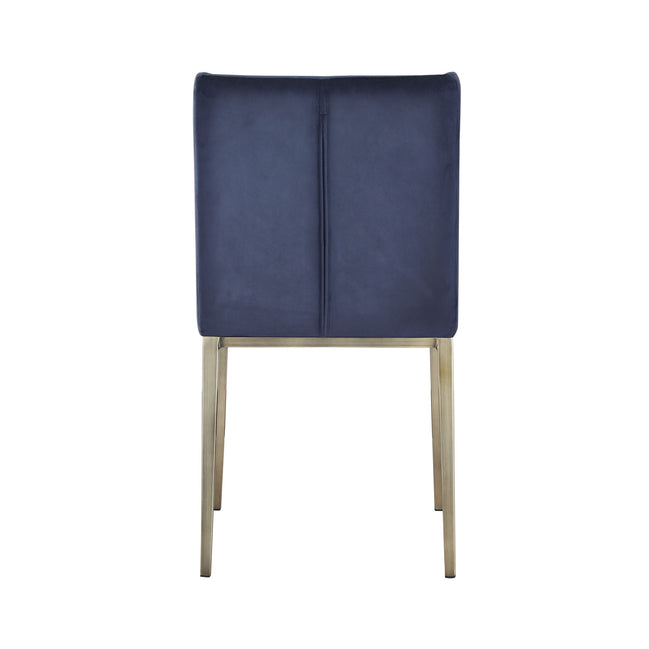 Mimi - Contemporary Blue Velvet & Antique Brass Dining Chair (Set of 2)