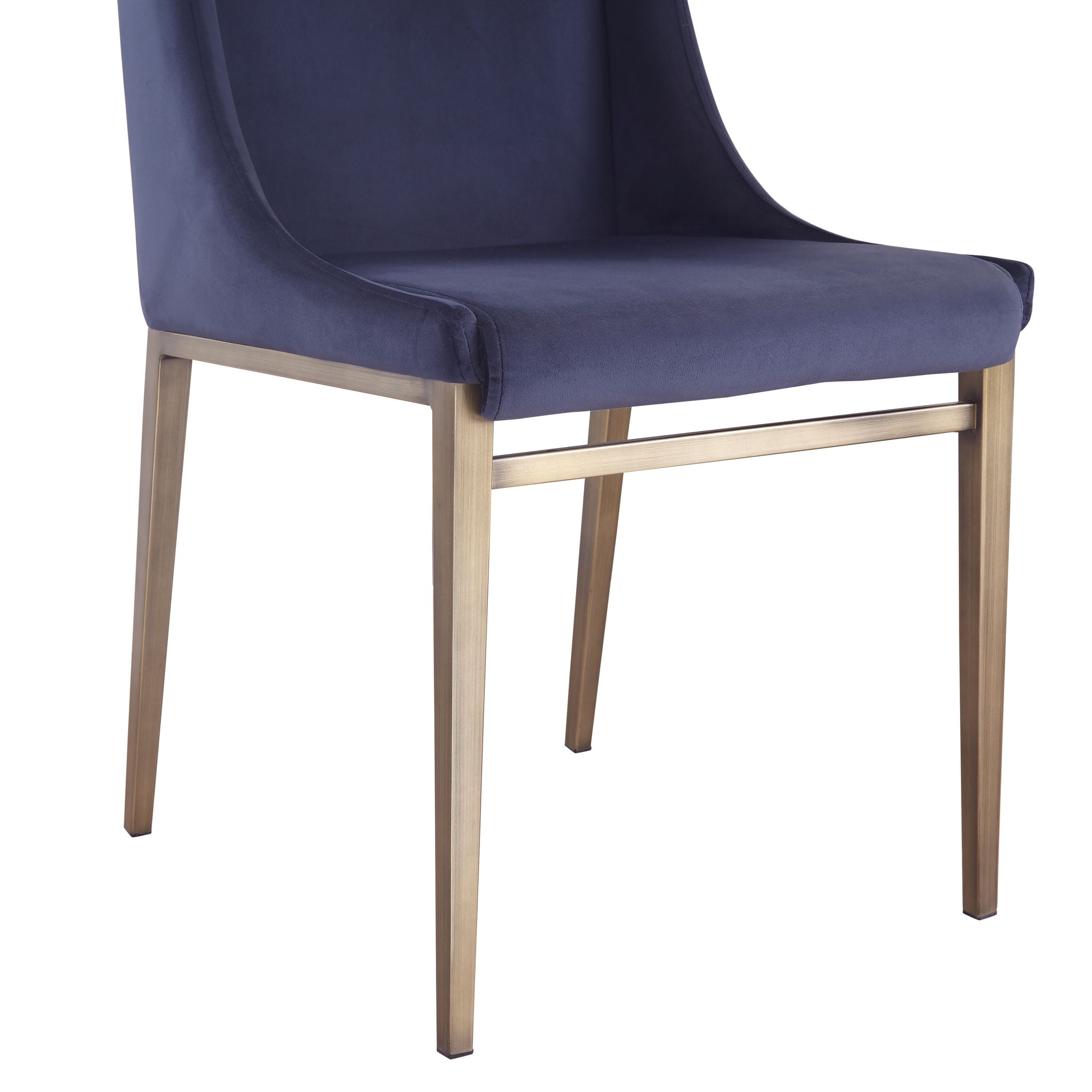 Mimi - Contemporary Blue Velvet & Antique Brass Dining Chair (Set of 2) - image 2