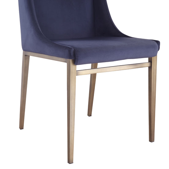 Mimi - Contemporary Blue Velvet & Antique Brass Dining Chair (Set of 2) - image 2