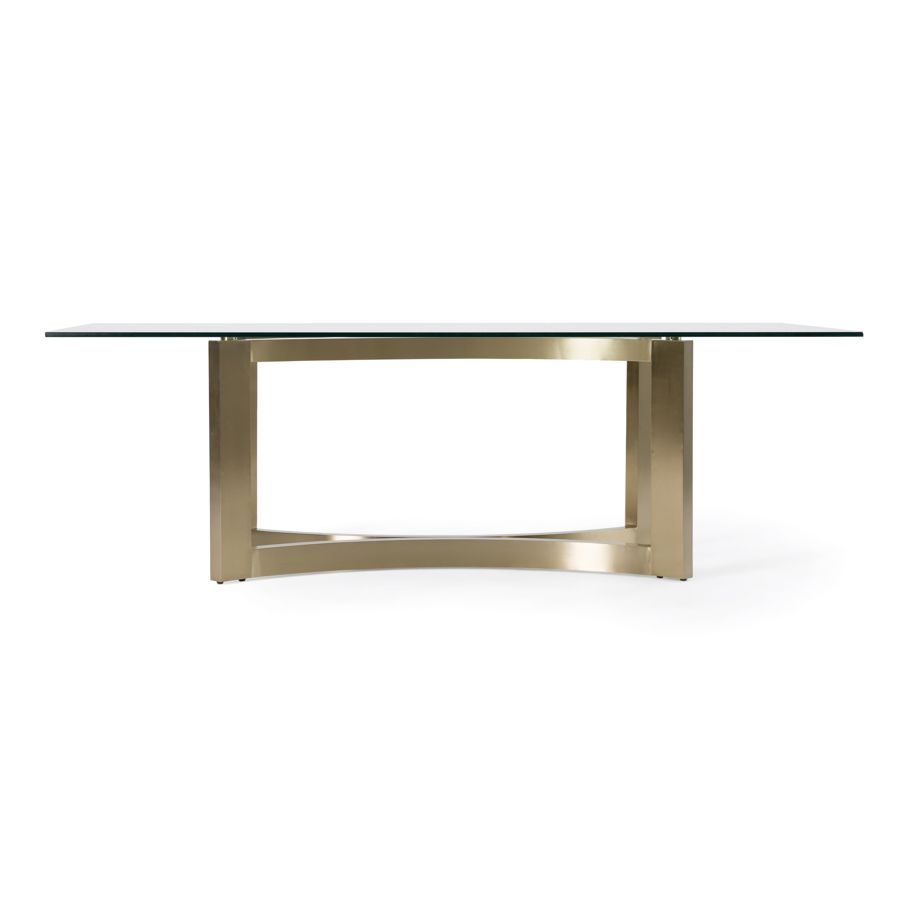 Mingus - Modern Glass + Brushed Brass Rectangualr Dining Table - image 3