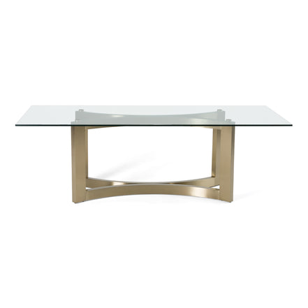 Mingus - Modern Glass + Brushed Brass Rectangualr Dining Table - image 4