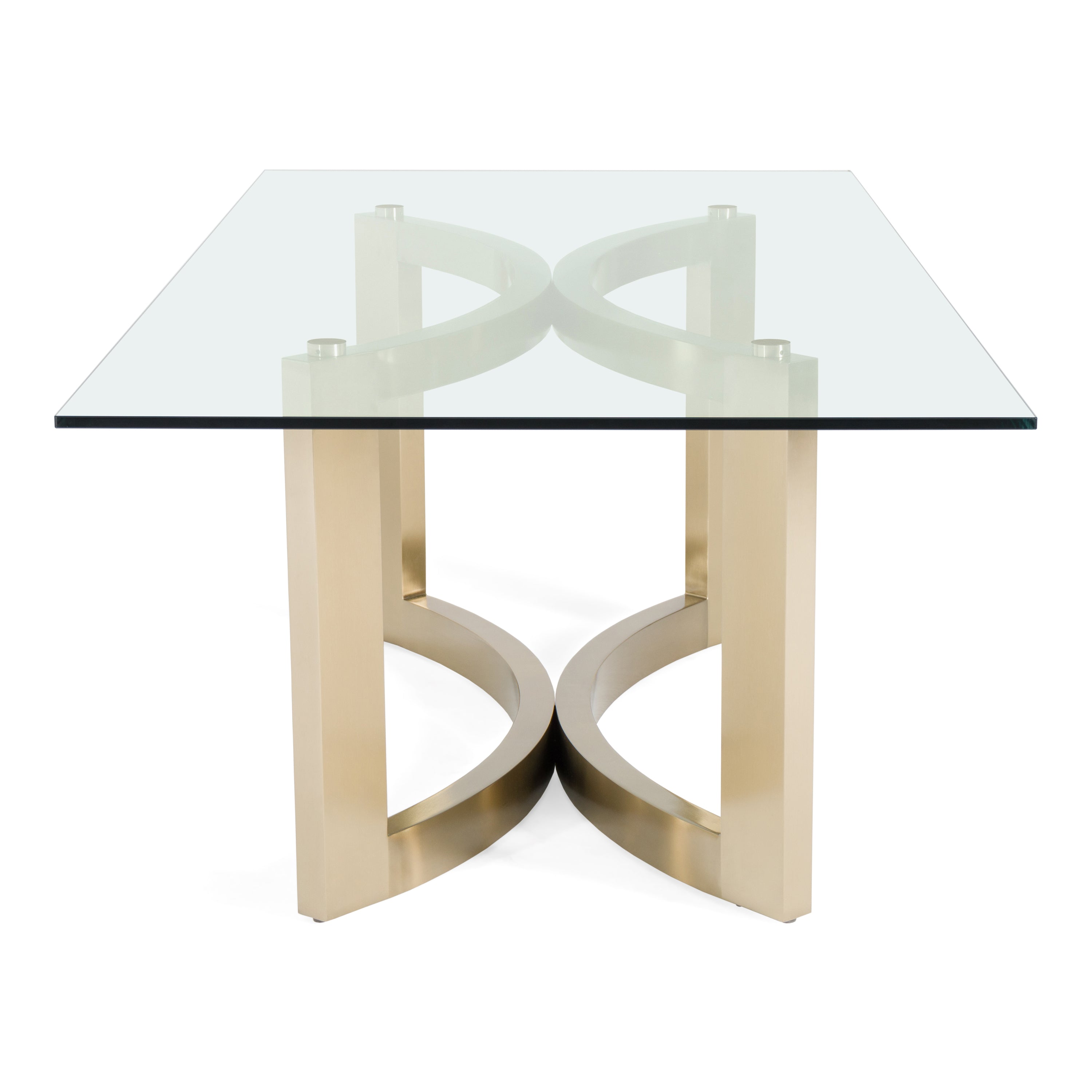 Mingus - Modern Glass + Brushed Brass Rectangualr Dining Table - image 5