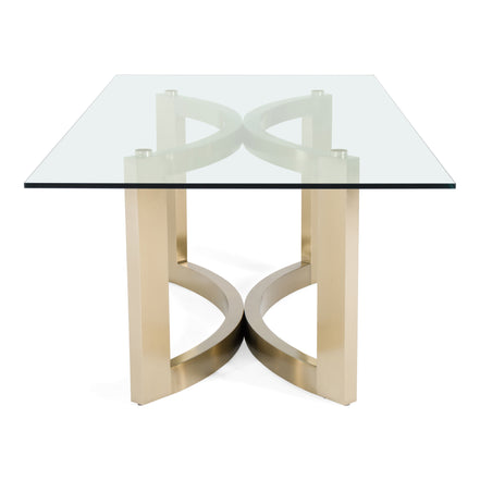 Mingus - Modern Glass + Brushed Brass Rectangualr Dining Table - image 5