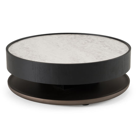Miranda - Modern Ceramic + Black Oak Round Coffee Table