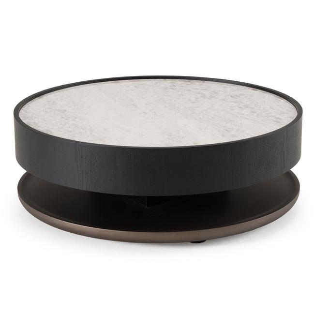Miranda - Modern Ceramic + Black Oak Round Coffee Table