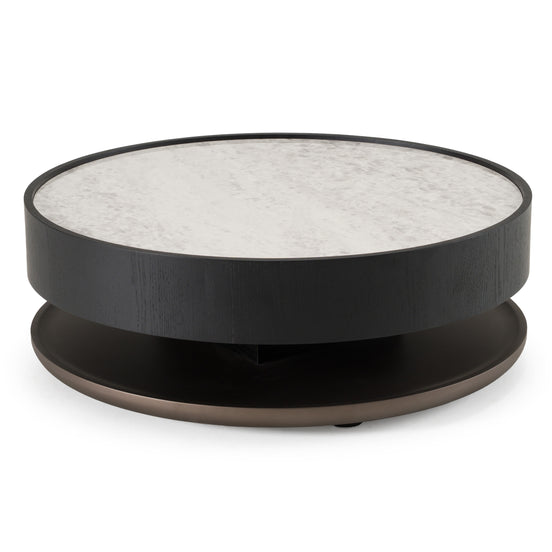 Miranda - Modern Ceramic + Black Oak Round Coffee Table