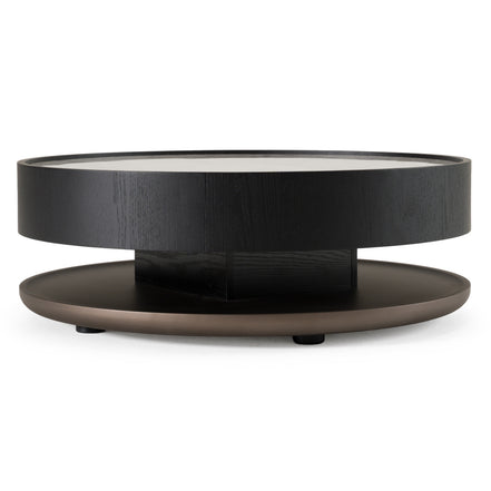 Miranda - Modern Ceramic + Black Oak Round Coffee Table - image 2