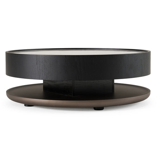 Miranda - Modern Ceramic + Black Oak Round Coffee Table - image 2