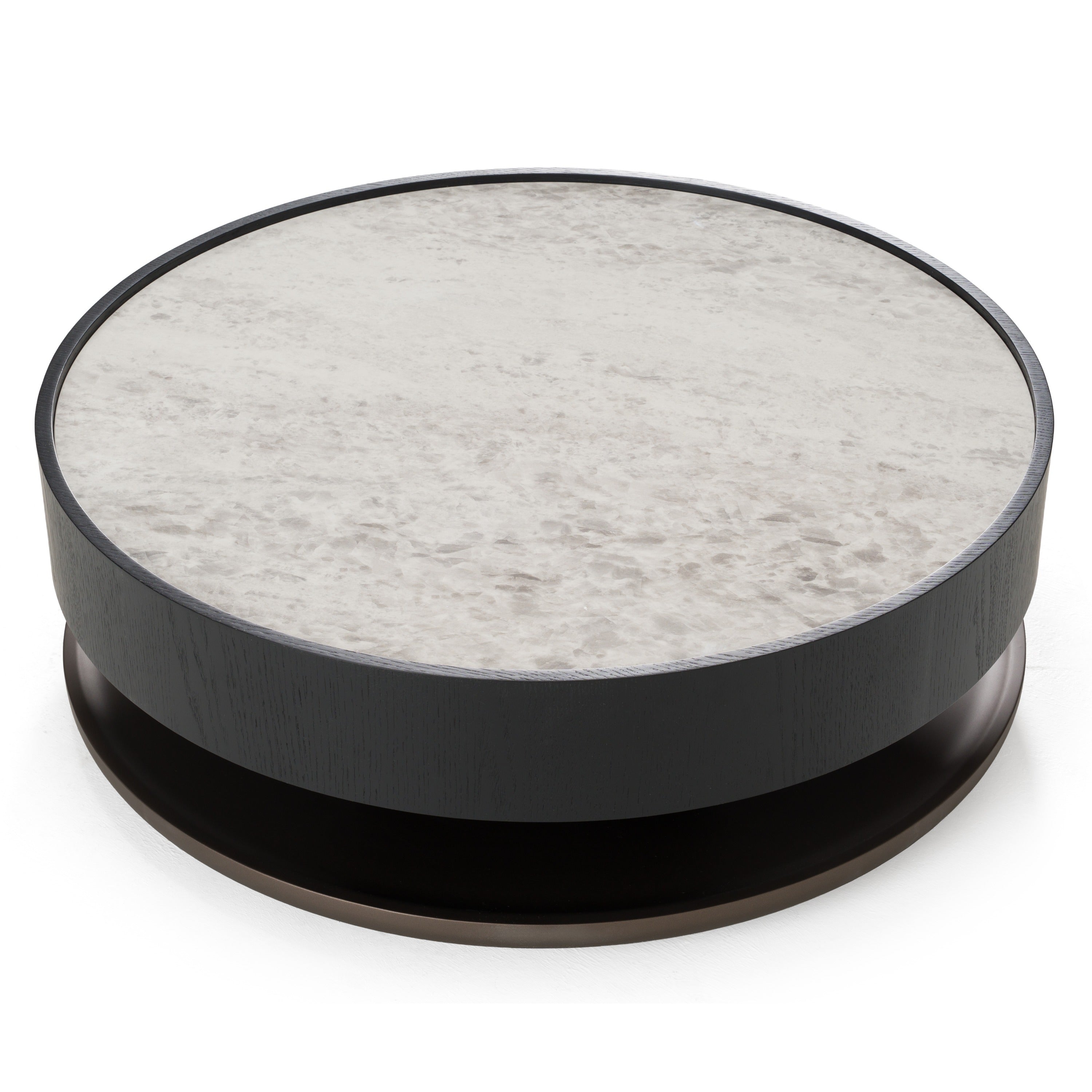 Miranda - Modern Ceramic + Black Oak Round Coffee Table - image 3