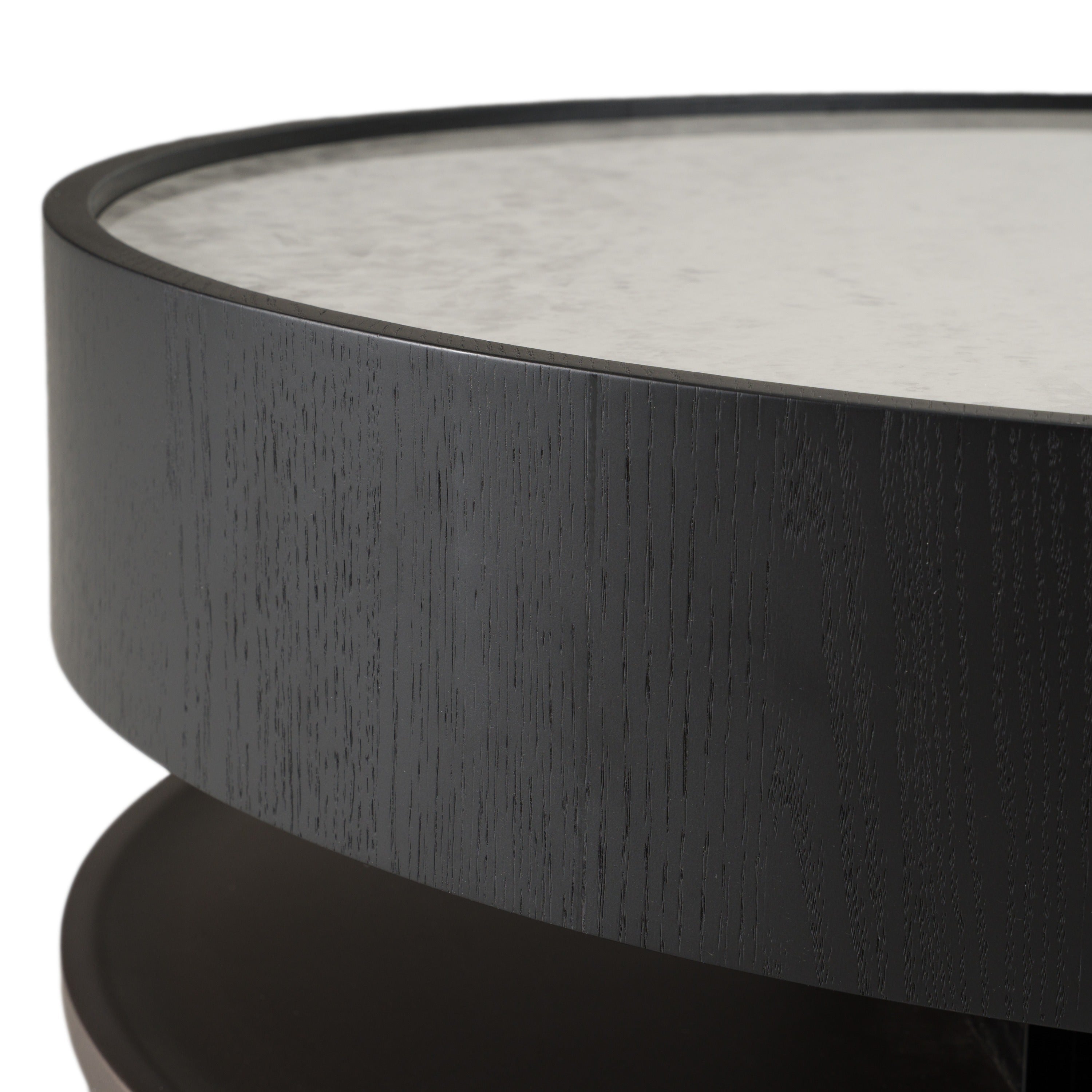 Miranda - Modern Ceramic + Black Oak Round Coffee Table - image 4