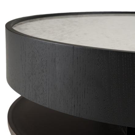 Miranda - Modern Ceramic + Black Oak Round Coffee Table - image 4