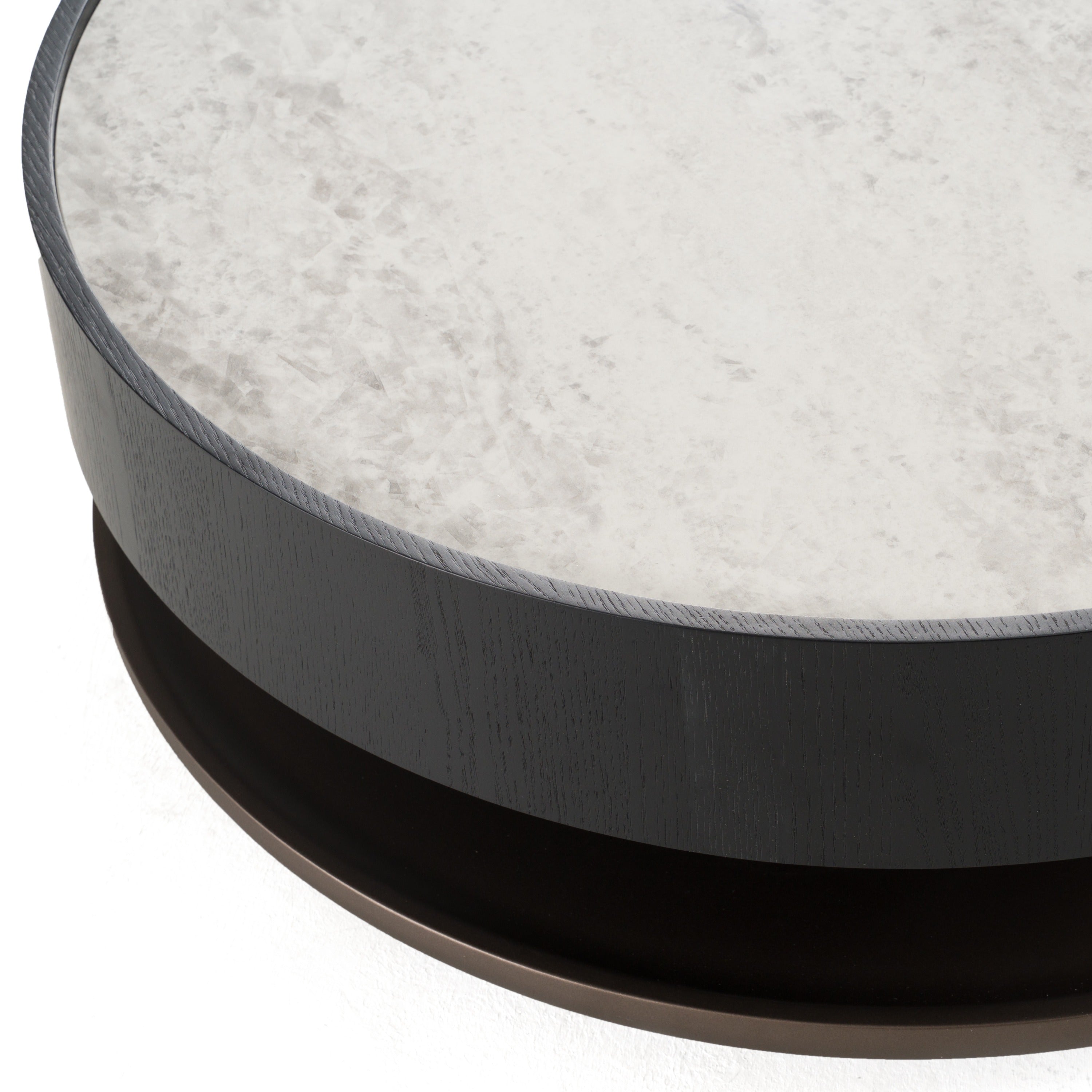 Miranda - Modern Ceramic + Black Oak Round Coffee Table - image 5