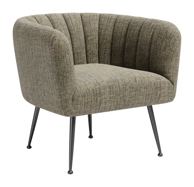 Deco Accent Chair Green Tweed