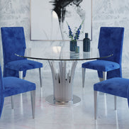 Paxton - Modern Round Glass & Stainless Steel Dining Table - image 3