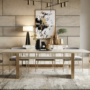 Angus - Modern Cream Ash + Gold Dining Table