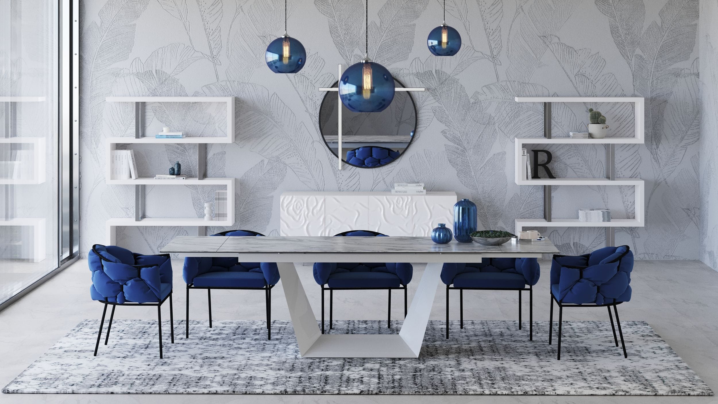 Baldwin - Modern White Ceramic Extendable Dining Table - image 5