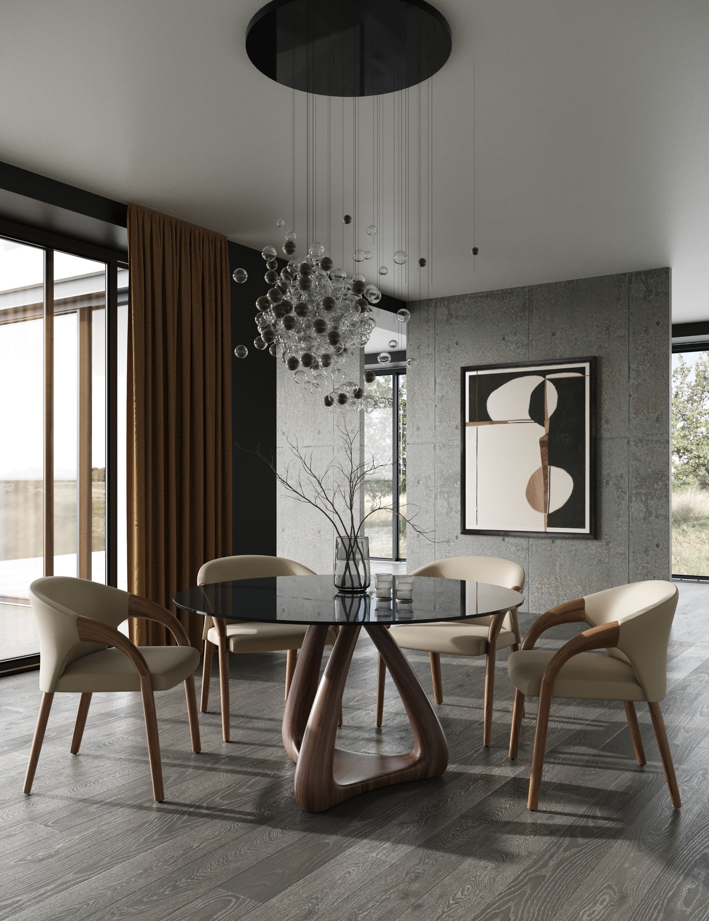 Wynetta Mid-Century Modern Grey Vegan Leather + Walnut Dining Chair - image 3