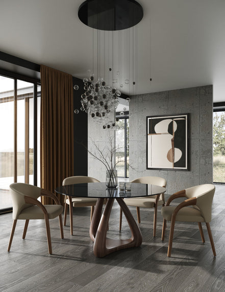 Wynetta Mid-Century Modern Grey Vegan Leather + Walnut Dining Chair - image 3