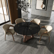 Wynetta Mid-Century Modern Grey Vegan Leather + Walnut Dining Chair - image 2
