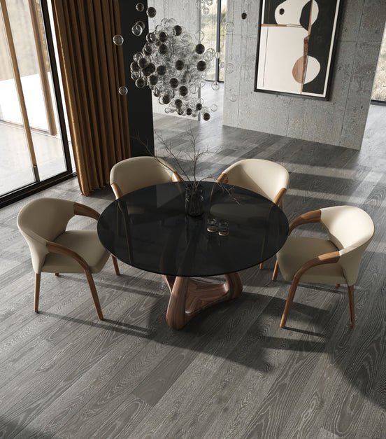 Wynetta Mid-Century Modern Grey Vegan Leather + Walnut Dining Chair - image 2