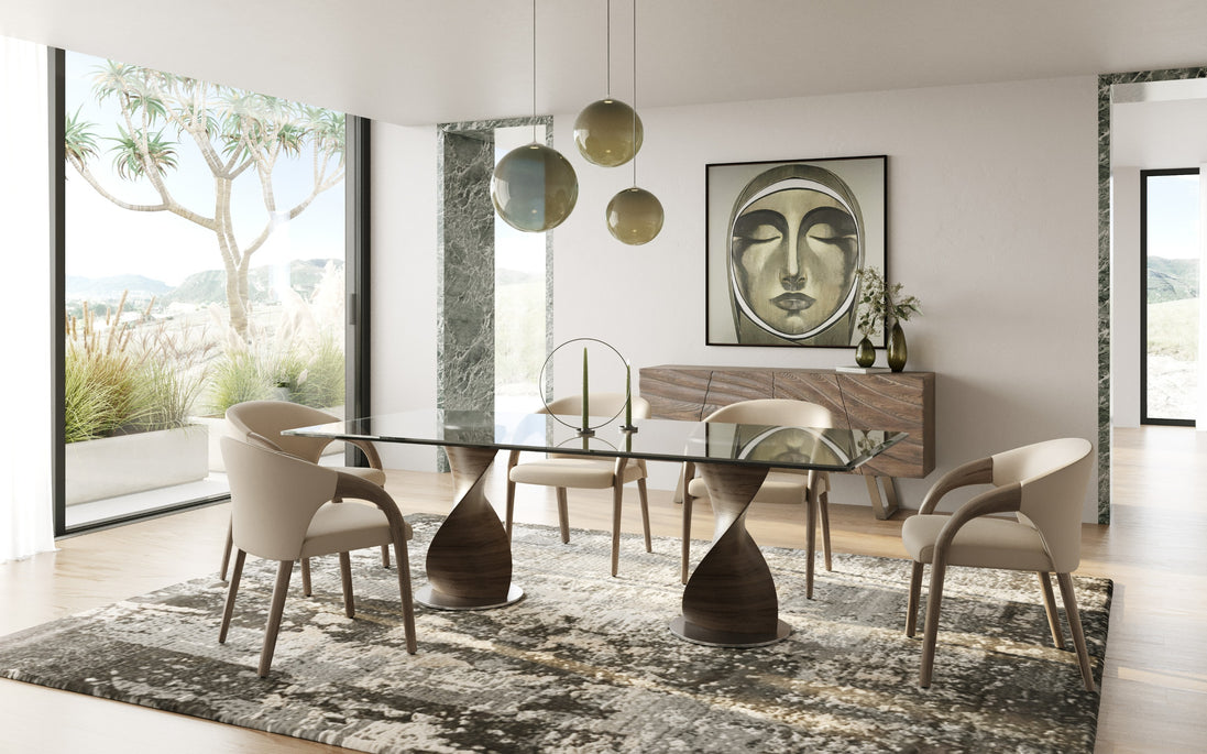 Cleveland - Contemporary Glass and Grey Ash Dining Table