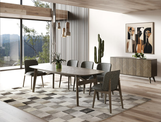 Costello - Mid-Century Modern Grey Fabric + Wenge Dining Chair (Set of 2)