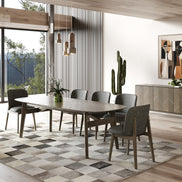 Costello - Mid-Century Modern Wenge Dining Table + 8 Chairs Set