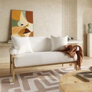 Cynthia - Modern White Fabric + Wood Loveseat - image 4