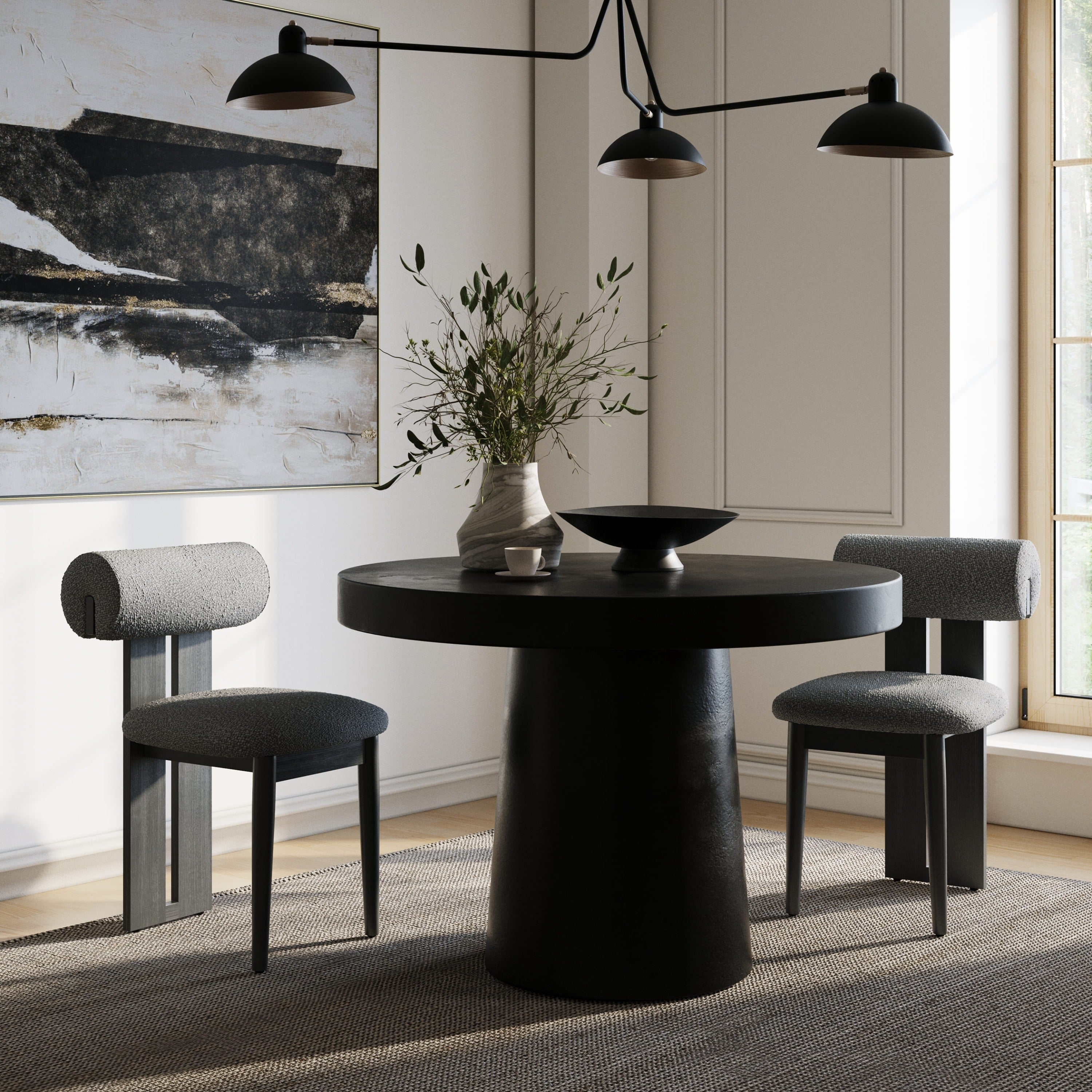 Desoto - Modern Black Concrete Round Dining Table