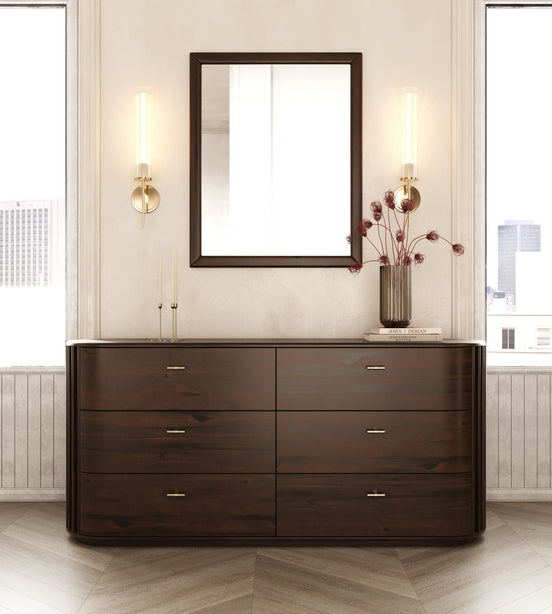 Fields - Modern Walnut Acacia Mirror - image 2