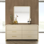 Florence - Modern Beige Leatherette + Gold Dresser - image 5