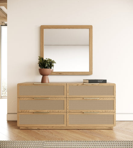 Gavin - Modern Natural Ash + Rattan Dresser