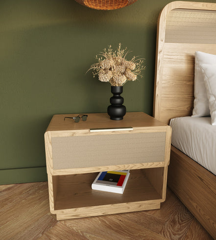 Gavin - Modern Natural Ash + Rattan Nightstand - image 4