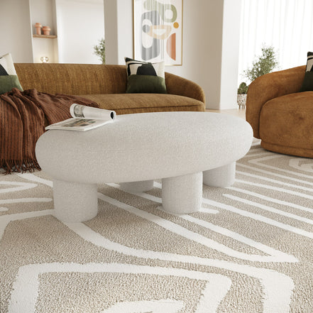 Gaynes - Modern Off-White Fabric Bench - image 3